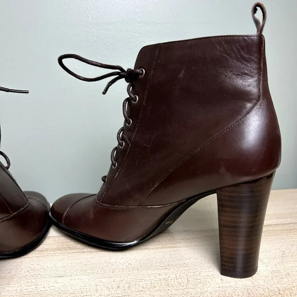Apostrophe Tootsie Heeled Ankle Booties Brown Leather Victorian Style Shoes 8.5 - Picture 9 of 12